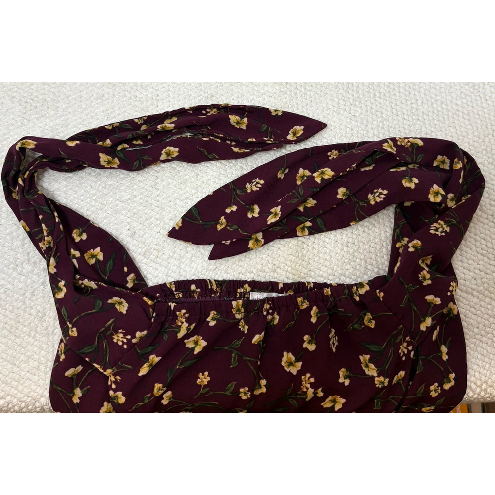 Xhilaration Juniors Medium Burgundy Knot Sleeve Fit & Flare Dress Party Casual - Picture 5 of 7